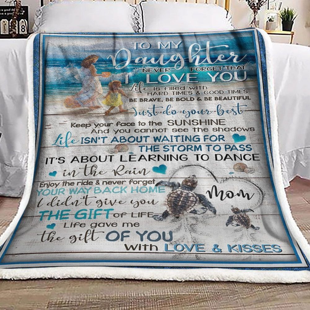 To My Daughter Beach Sherpa Fleece Blanket
