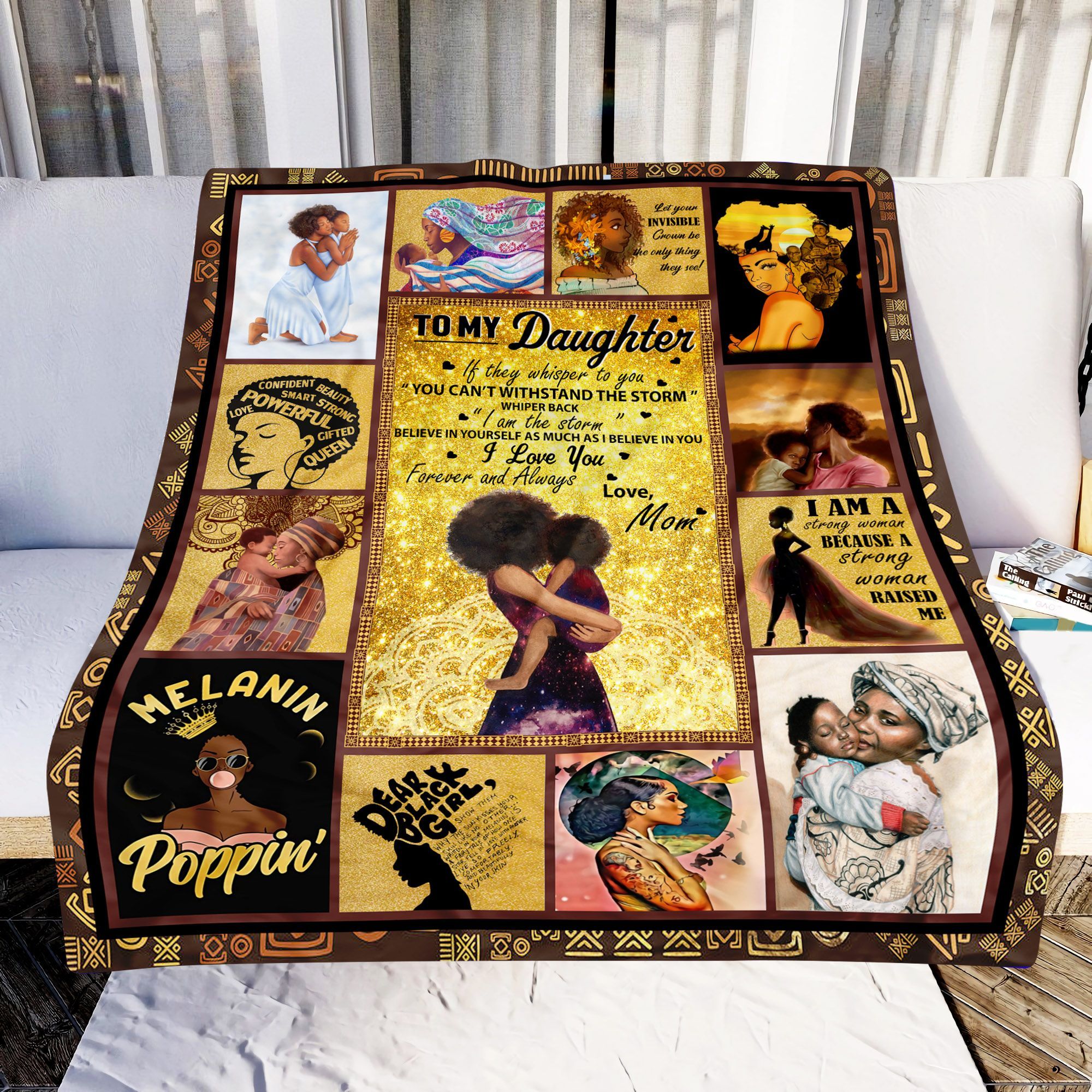 To My Daughter Black Woman I Love You Sherpa Fleece Blanket