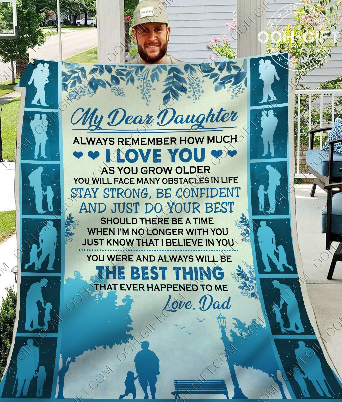 To My Daughter Blue Sherpa Fleece Blanket