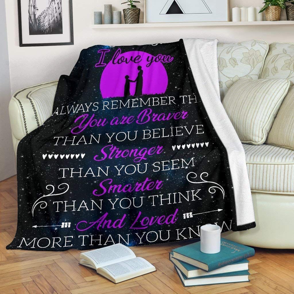 To My Daughter Braver Purple Sherpa Fleece Blanket