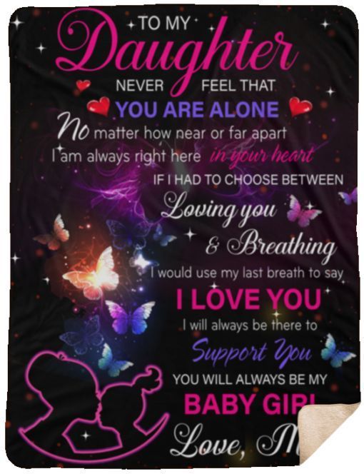 To My Daughter Butterfly Sherpa Fleece Blanket