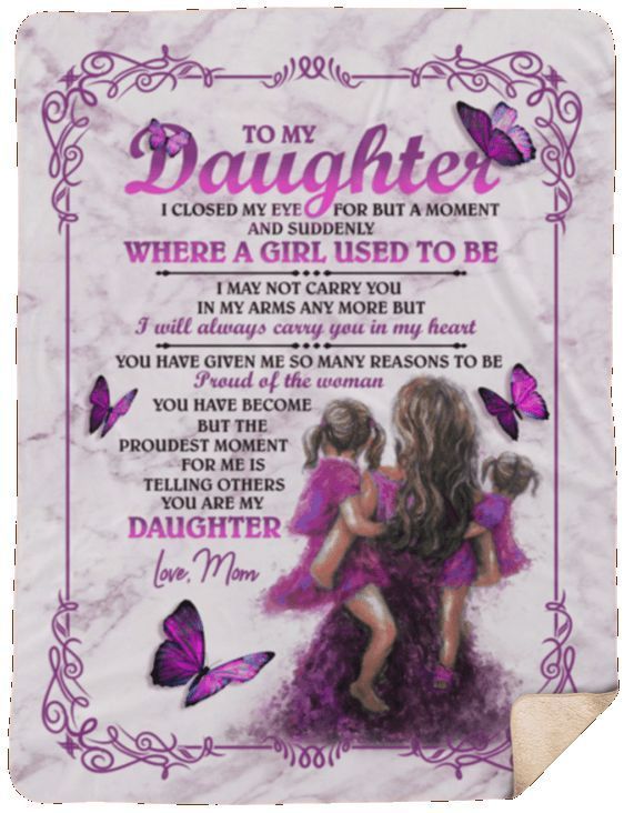 To My Daughter Butterfly Sherpa Fleece Blanket
