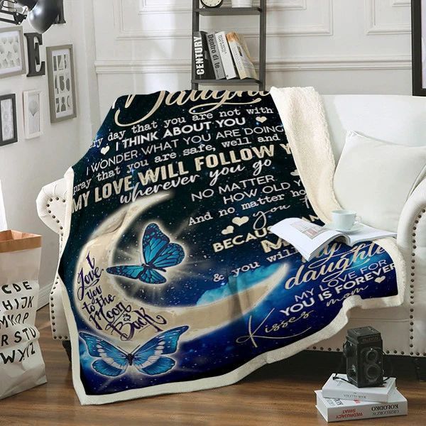 To My Daughter Butterfly Sherpa Fleece Blanket