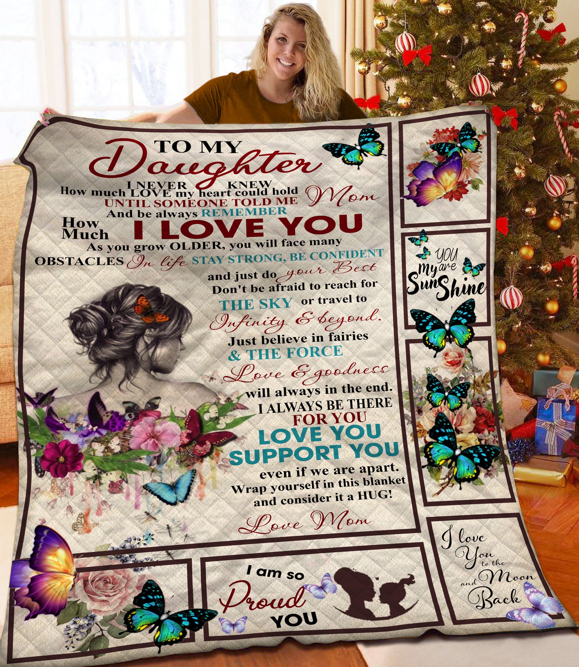 To My Daughter Butterfly DPT101105TK Quilt Blanket