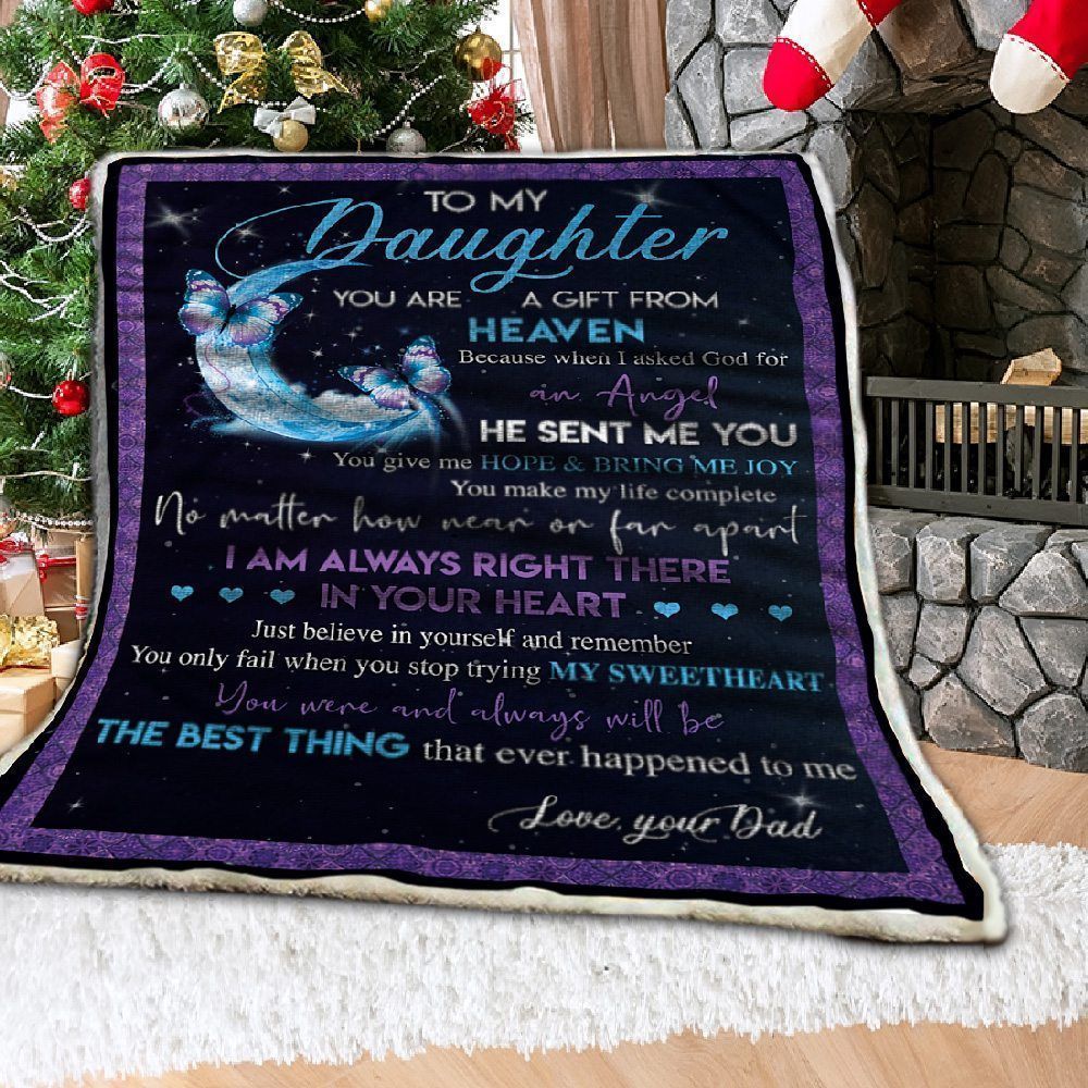 To My Daughter Butterfly Sherpa Fleece Blanket