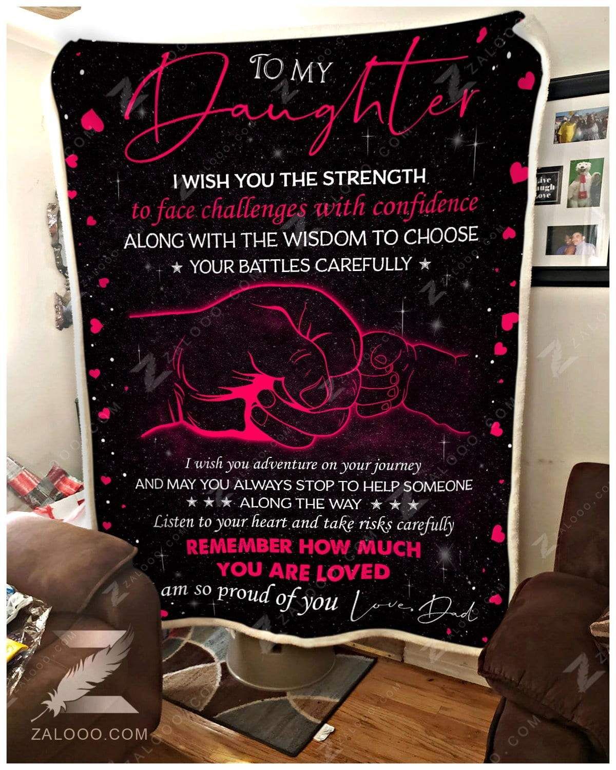 To My Daughter Butterfly Love Dad Sherpa Fleece Blanket