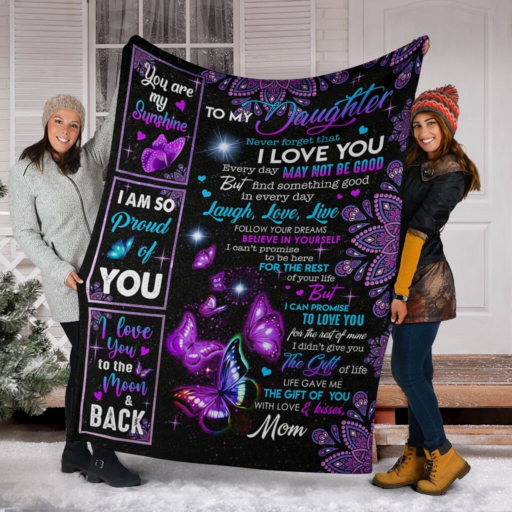 To My Daughter Butterfly Fleece Blanket