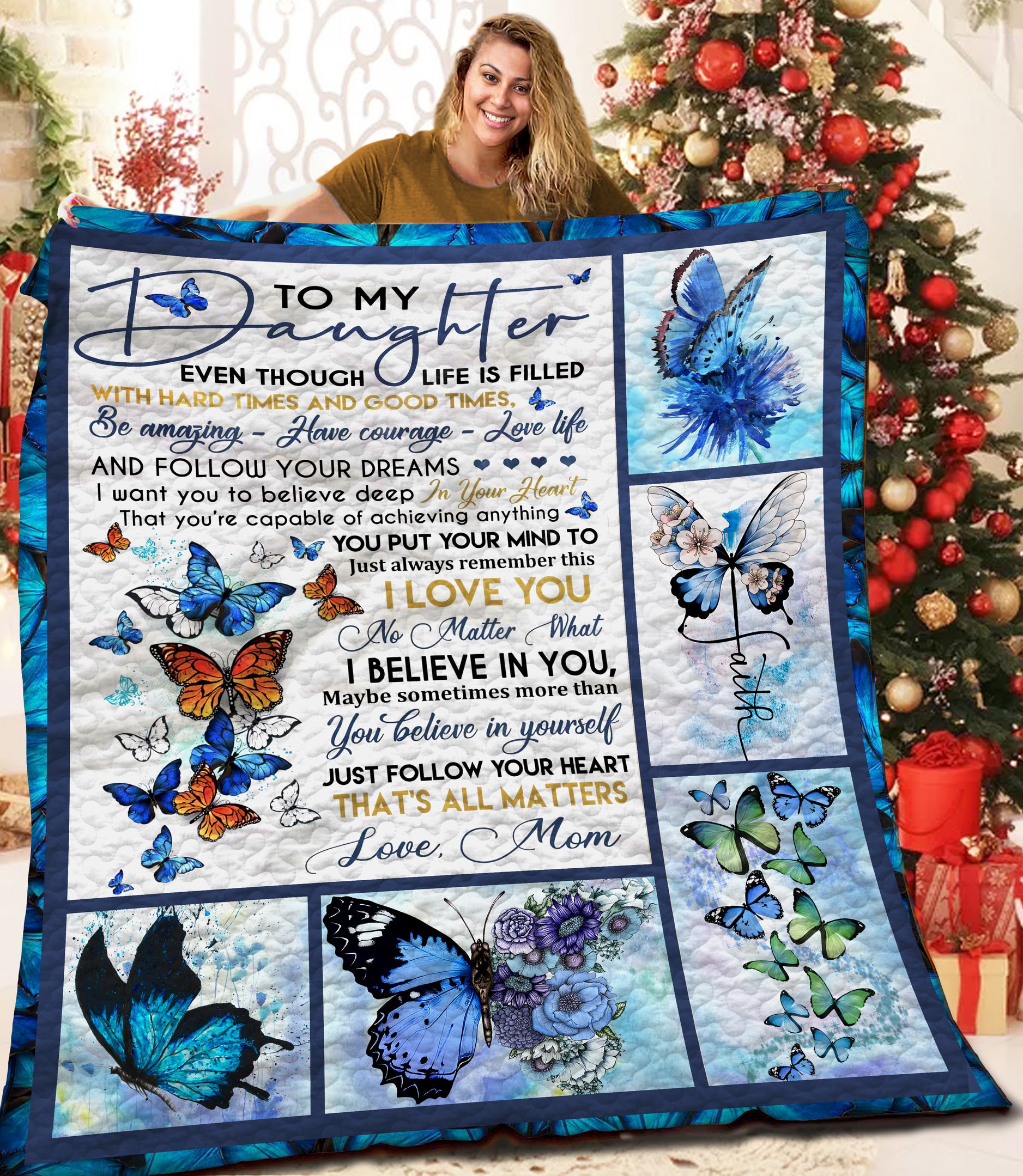 To my Daughter Butterfly MMM121105MI Quilt Blanket