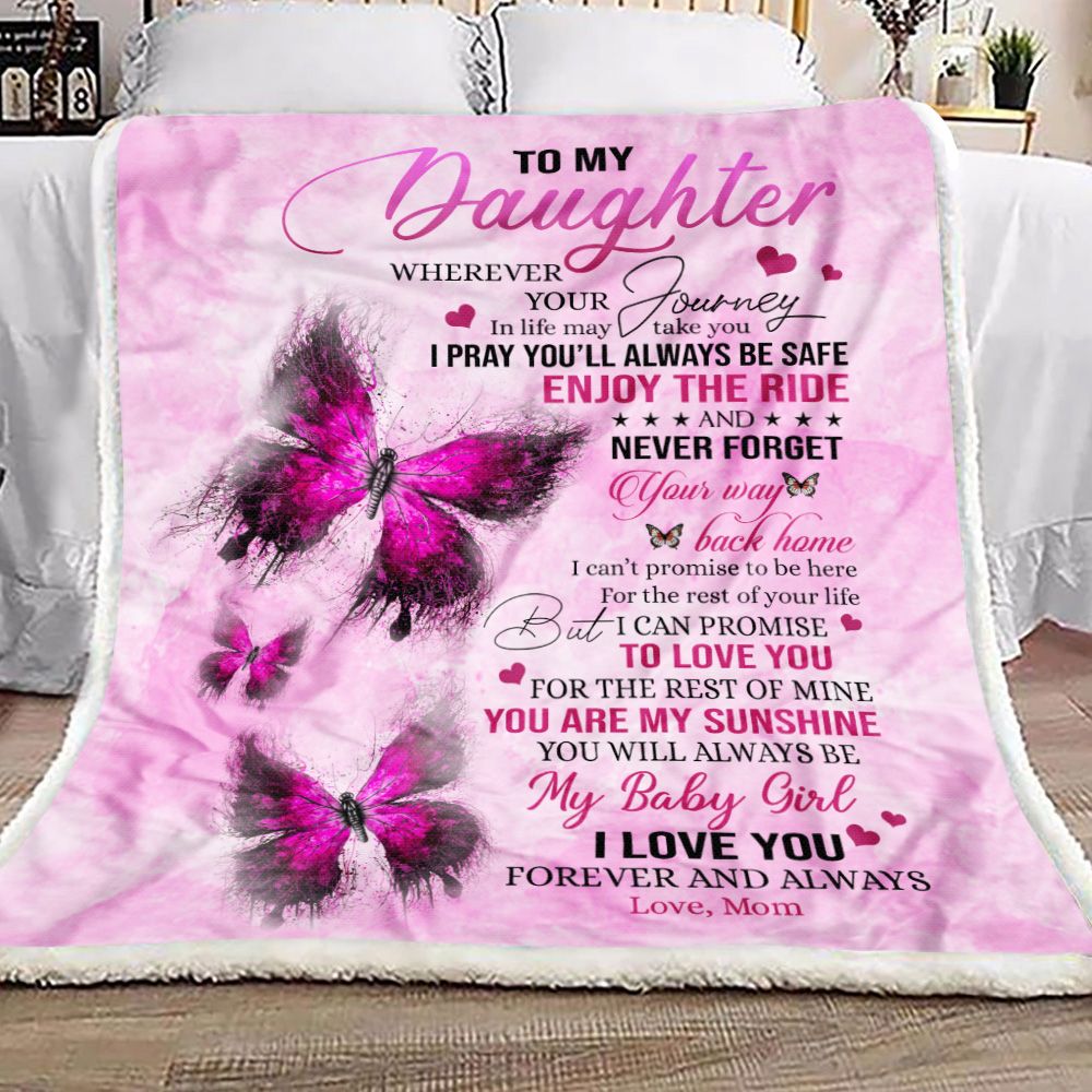 To My Daughter Butterfly Fleece Blanket