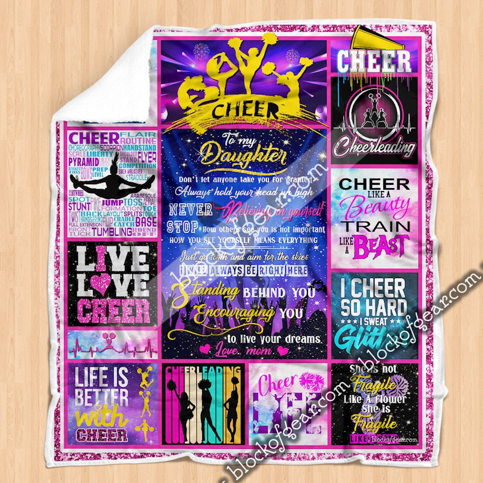 To My Daughter Cheerleading Sherpa Fleece Blanket