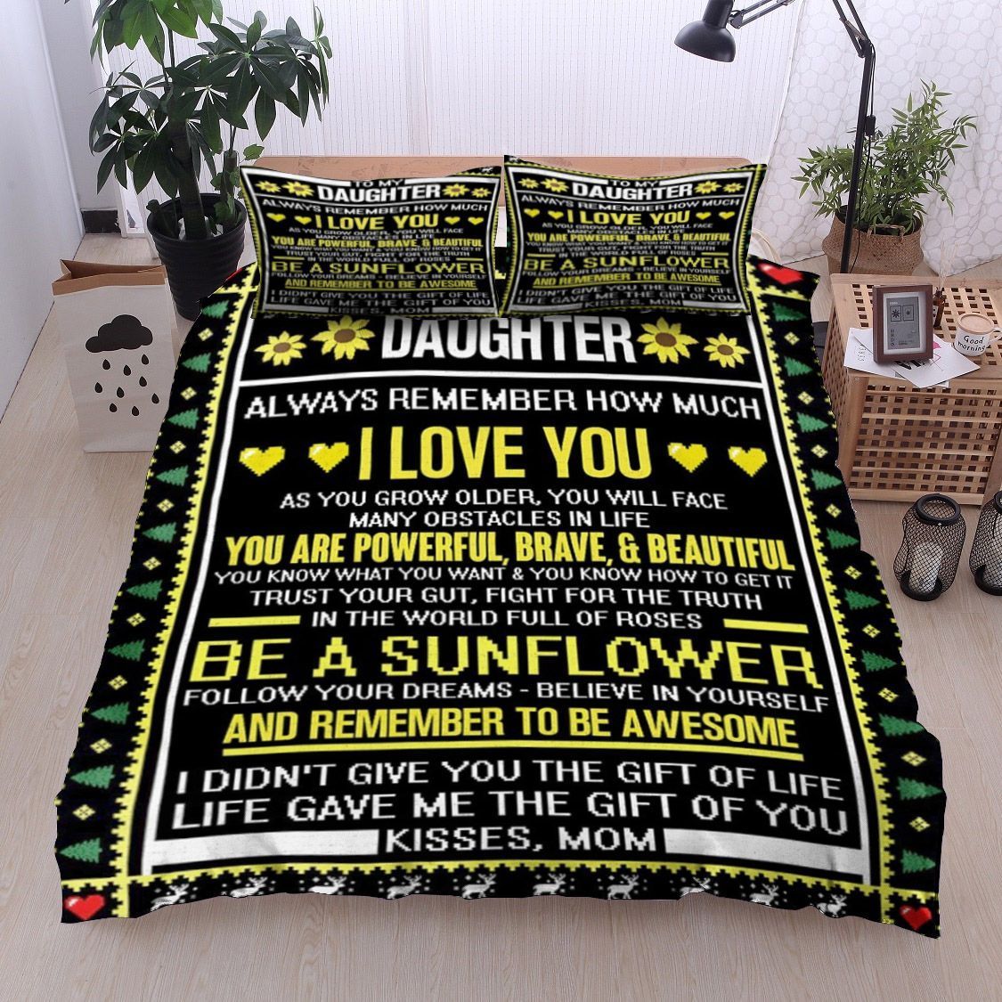 To My Daughter Christmas Bedding Set