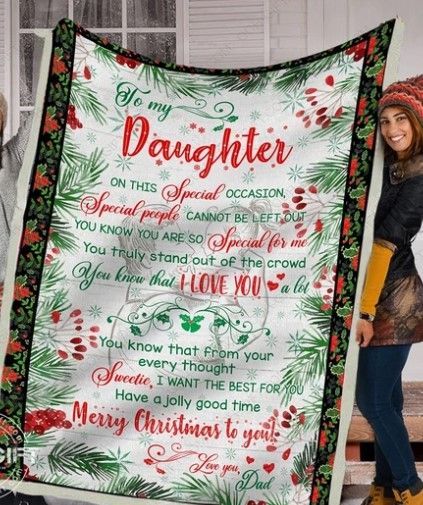 To My Daughter Christmas Sherpa Fleece Blanket