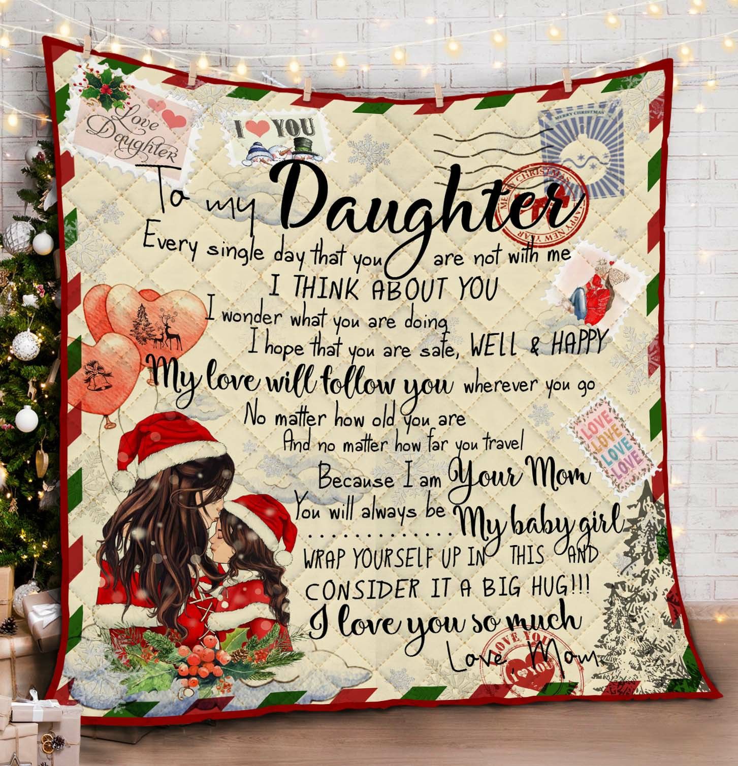 To My Daughter Christmas HHC121157TH Quilt Blanket