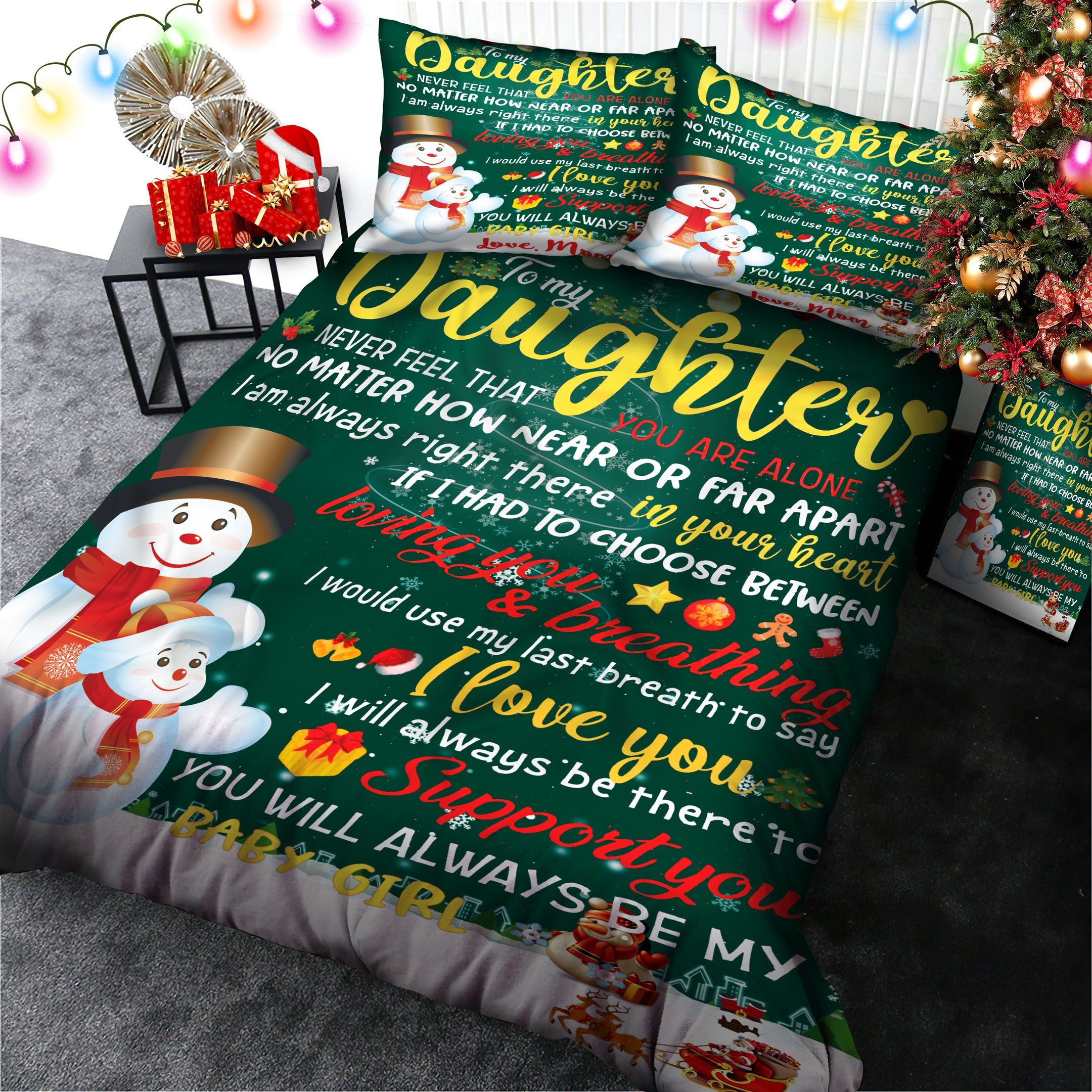 To My Daughter Christmas Bedding Set