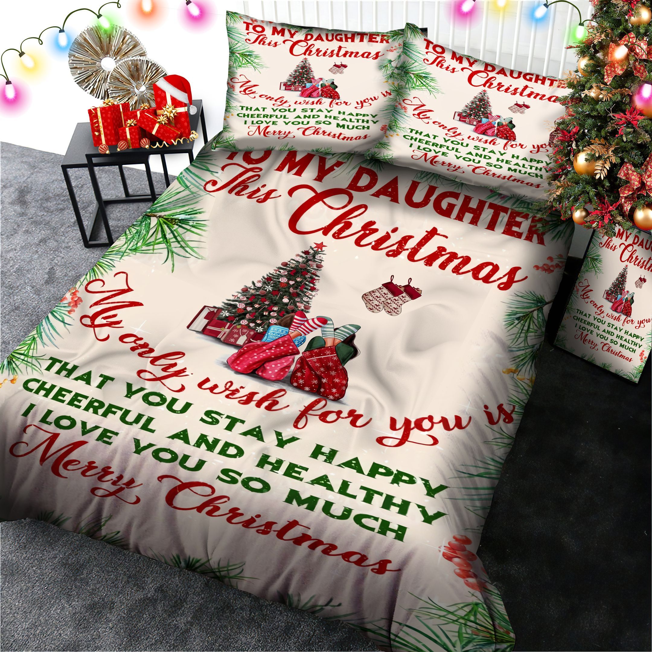 To My Daughter Christmas Bedding Set