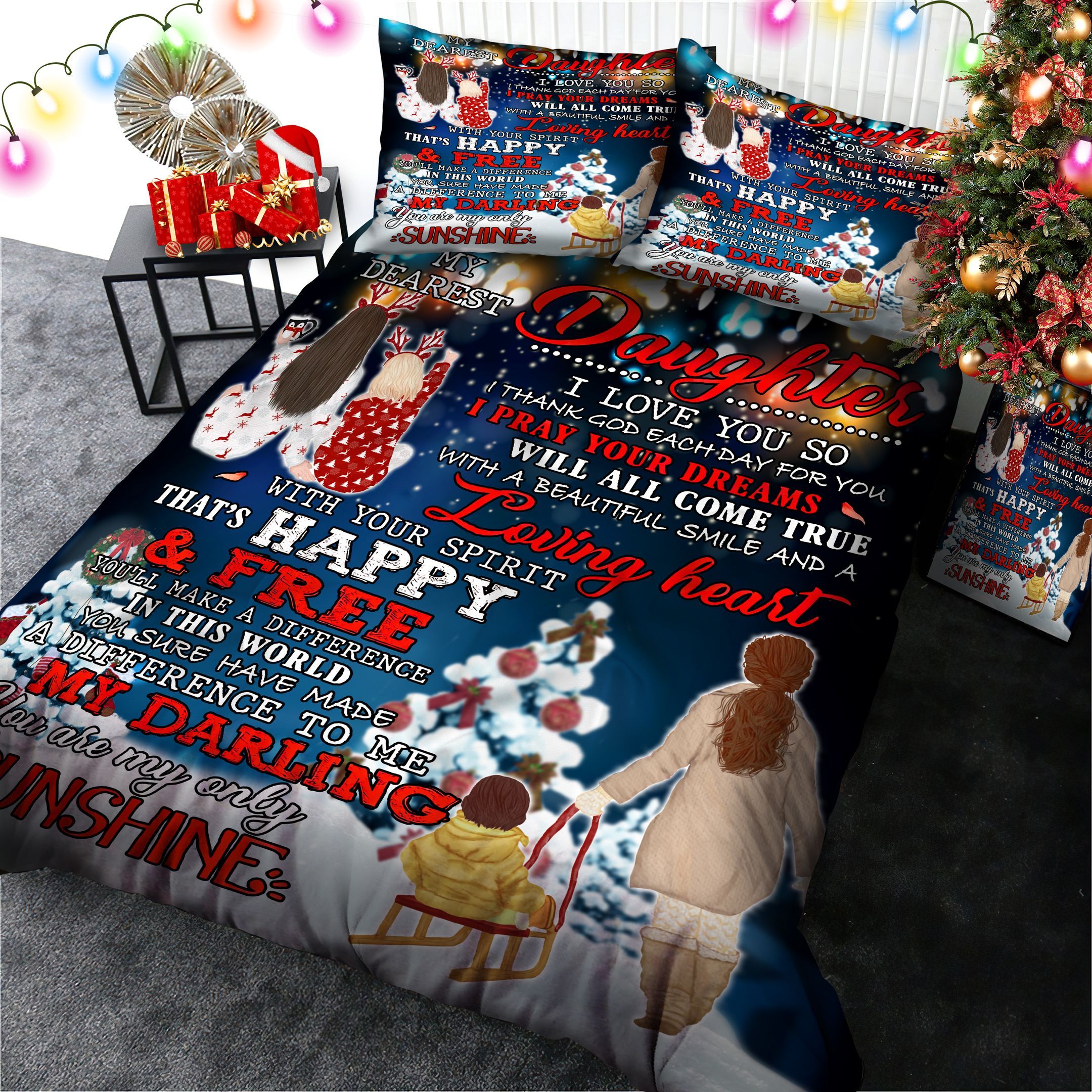 To My Daughter Christmas Bedding Set