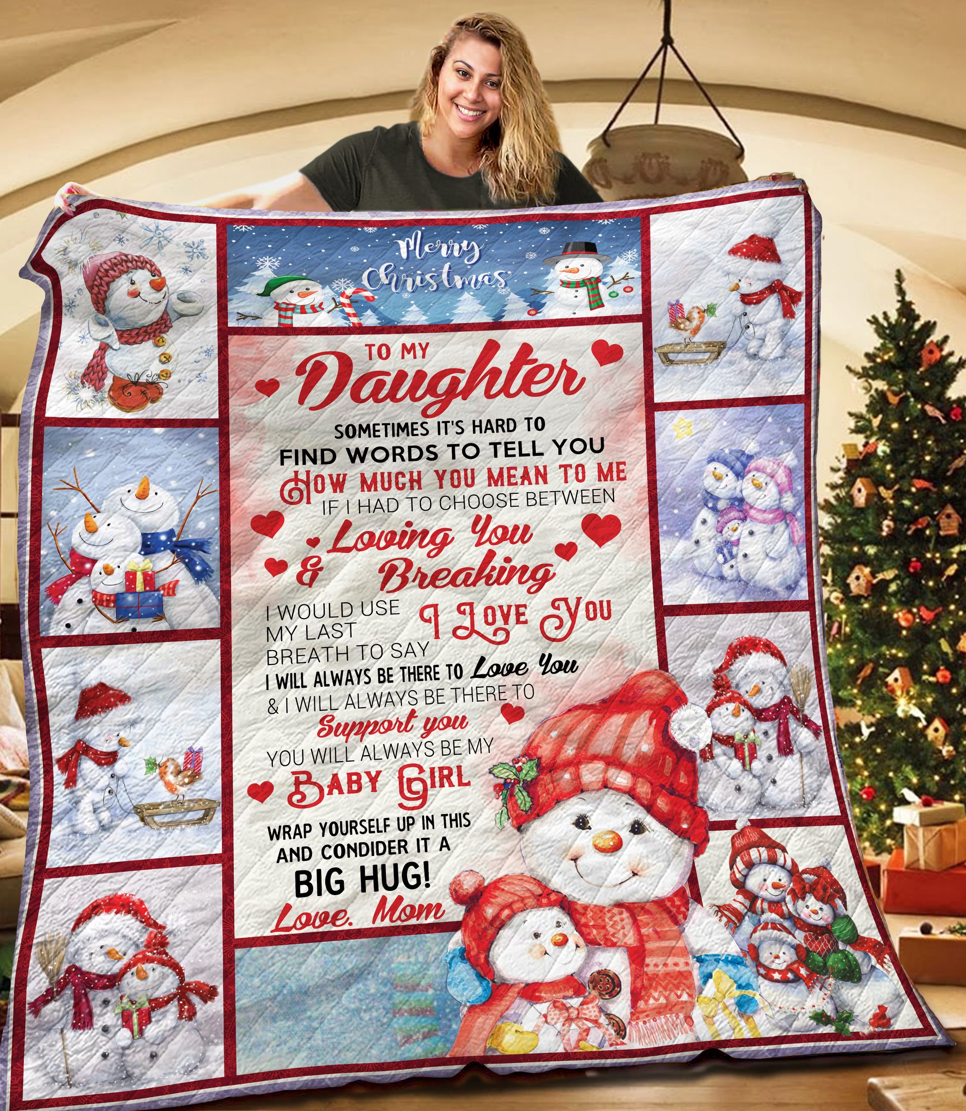 To My Daughter Christmas TNT131105NH Quilt Blanket