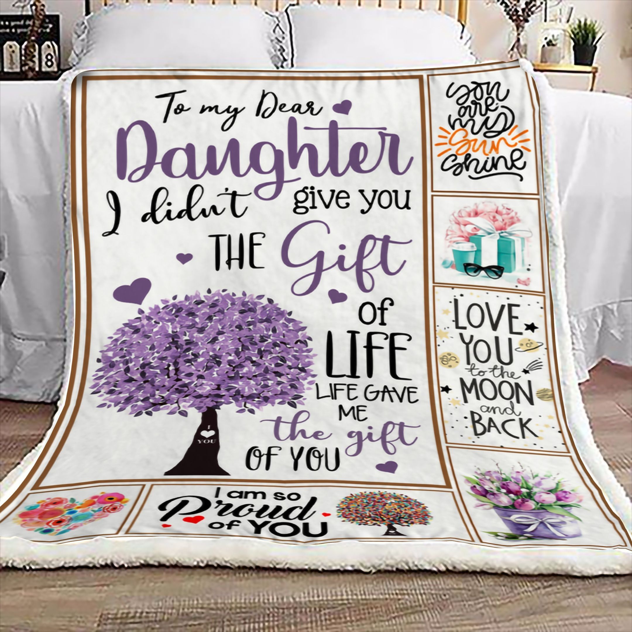 To My Daughter Sherpa Fleece Blanket