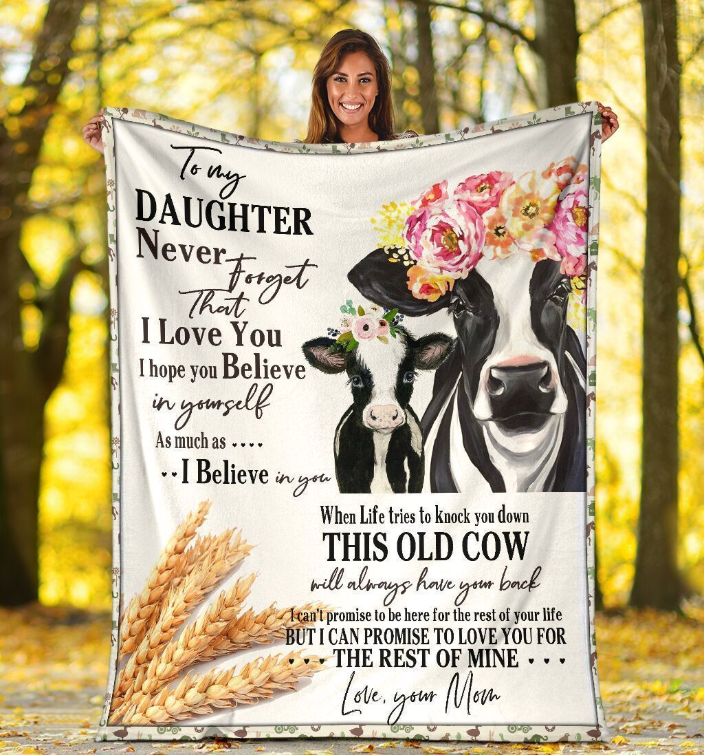 To My Daughter Cow Heifer Farming Farmer Fleece Blanket