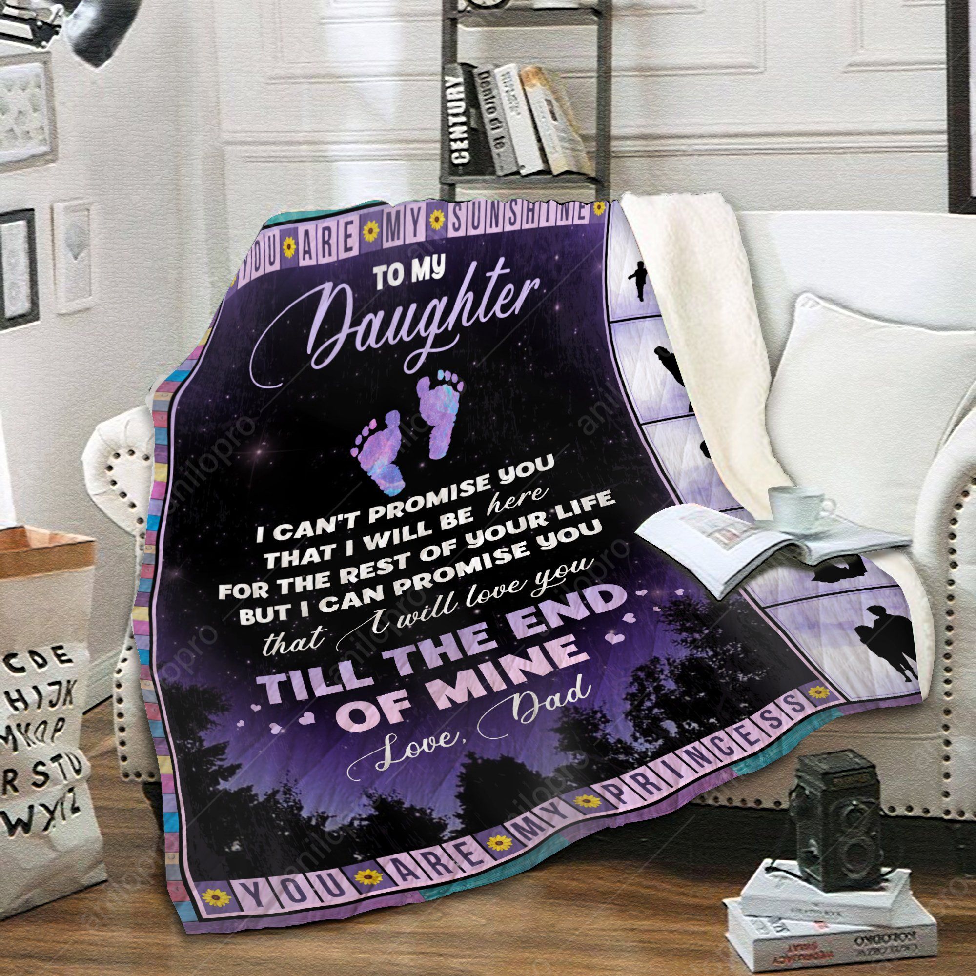 To My Daughter Dad Sherpa Fleece Blanket