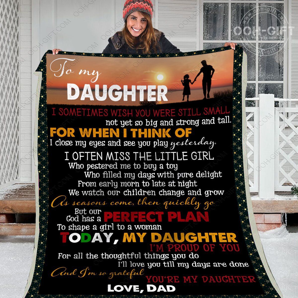 To My Daughter Dad Sherpa Fleece Blanket