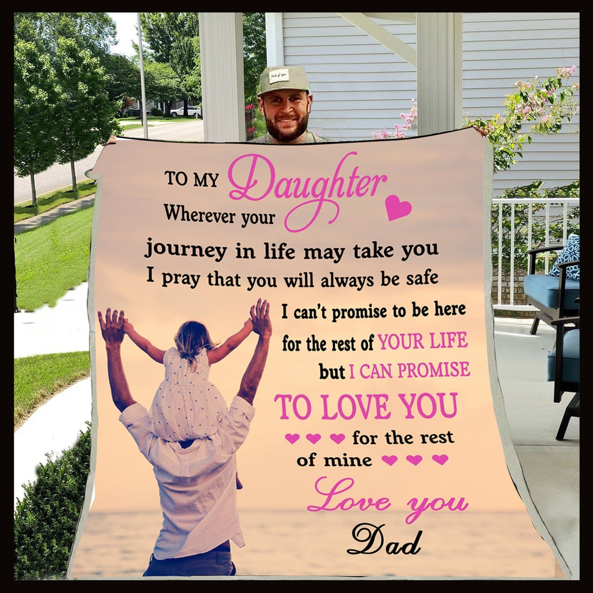 To My Daughter Dad Sherpa Fleece Blanket