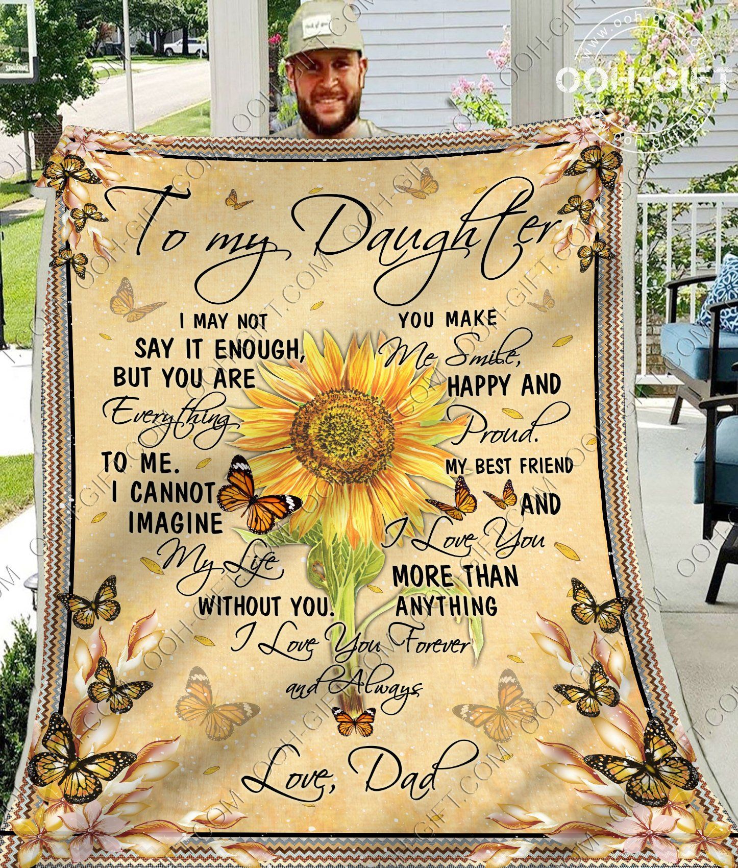 To My Daughter Dad Sherpa Fleece Blanket