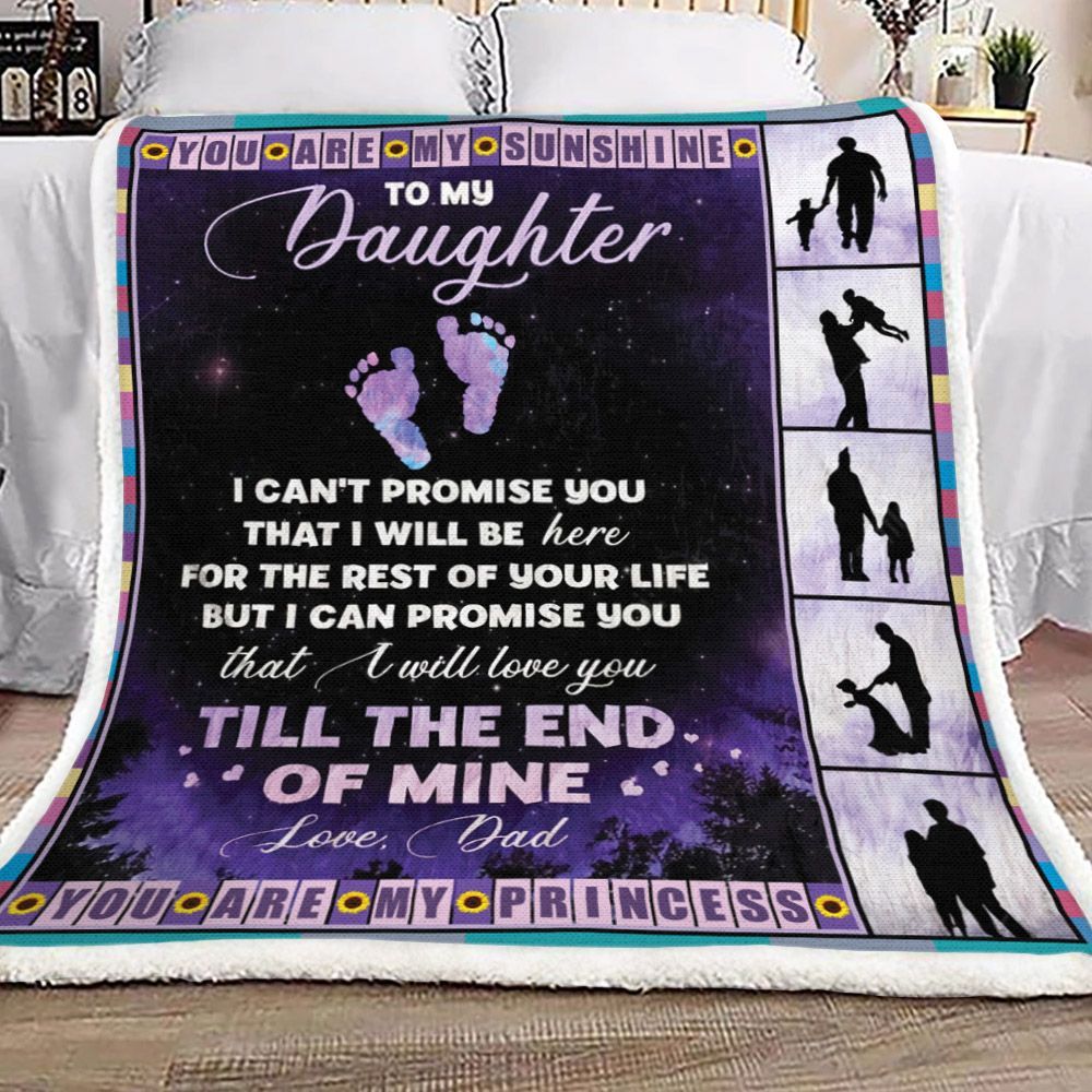 To My Daughter Dad Sherpa Fleece Blanket
