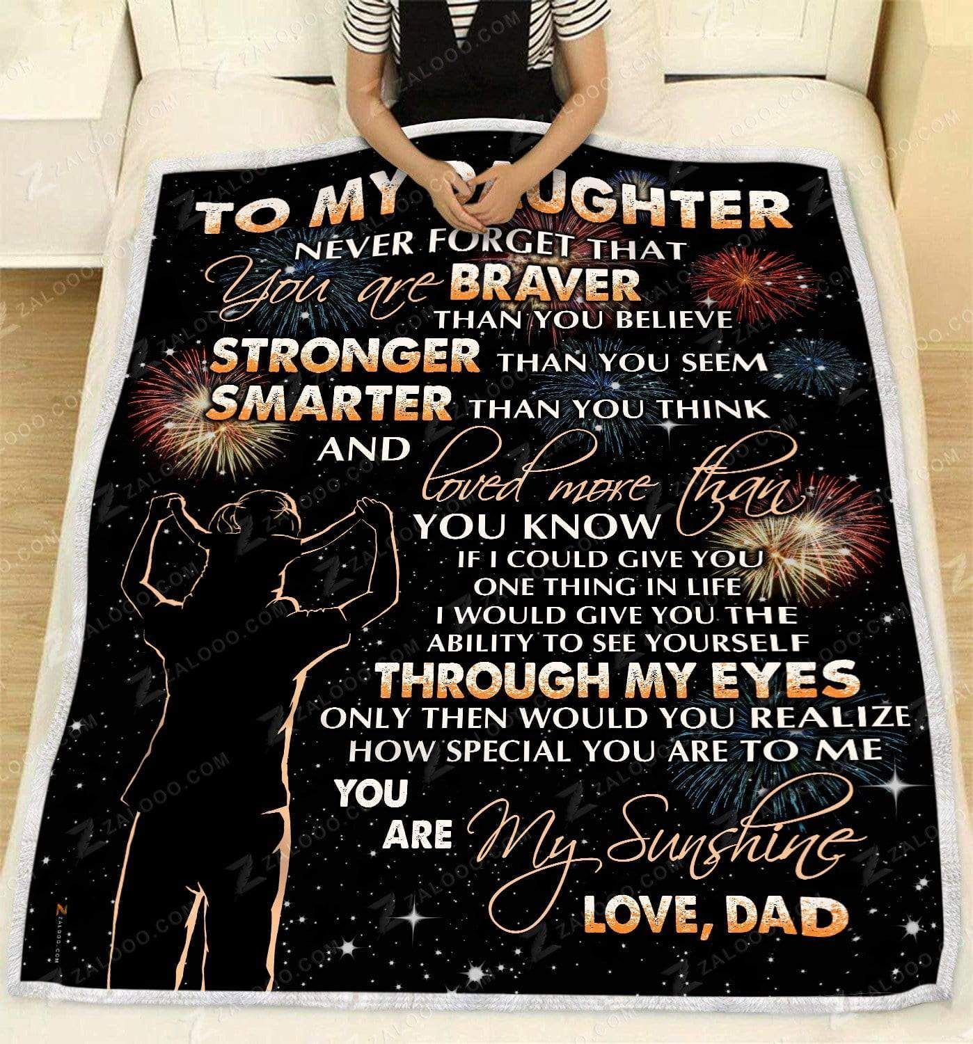 To My Daughter Dad You Are My Sunshine Sherpa Fleece Blanket