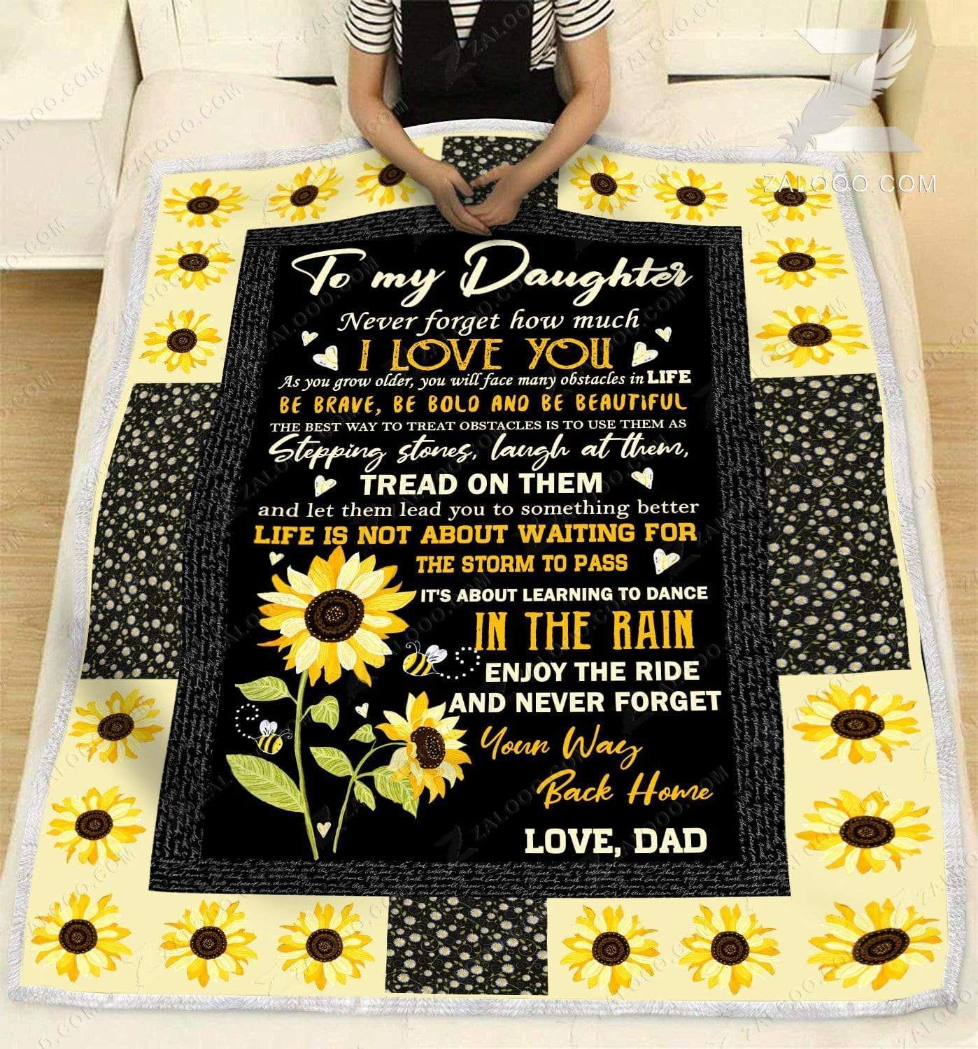 To My Daughter Dad Your Way Back Home Sherpa Fleece Blanket