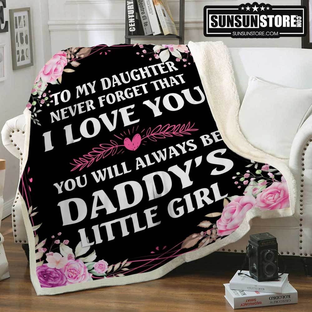 To My Daughter, Daddy Black Sherpa Fleece Blanket