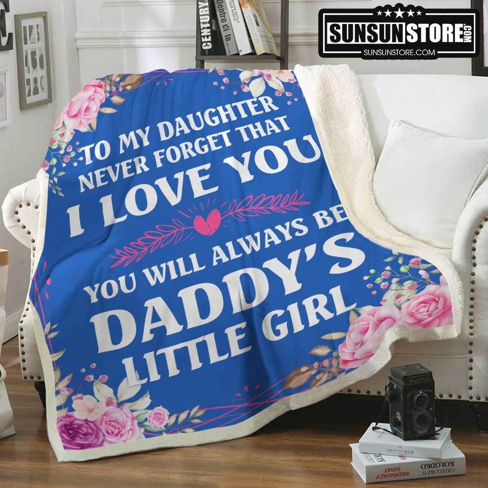 To My Daughter, Daddy Blue Sherpa Fleece Blanket
