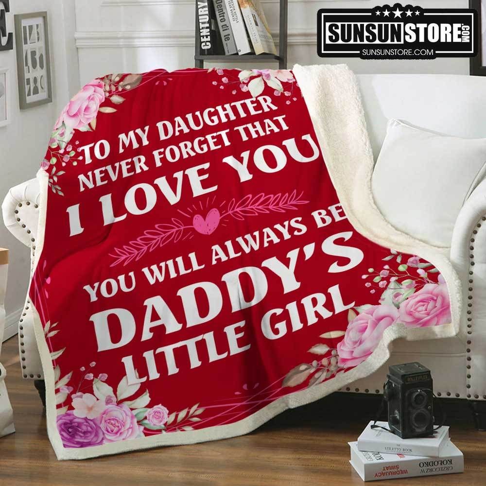 To My Daughter, Daddy Red Sherpa Fleece Blanket