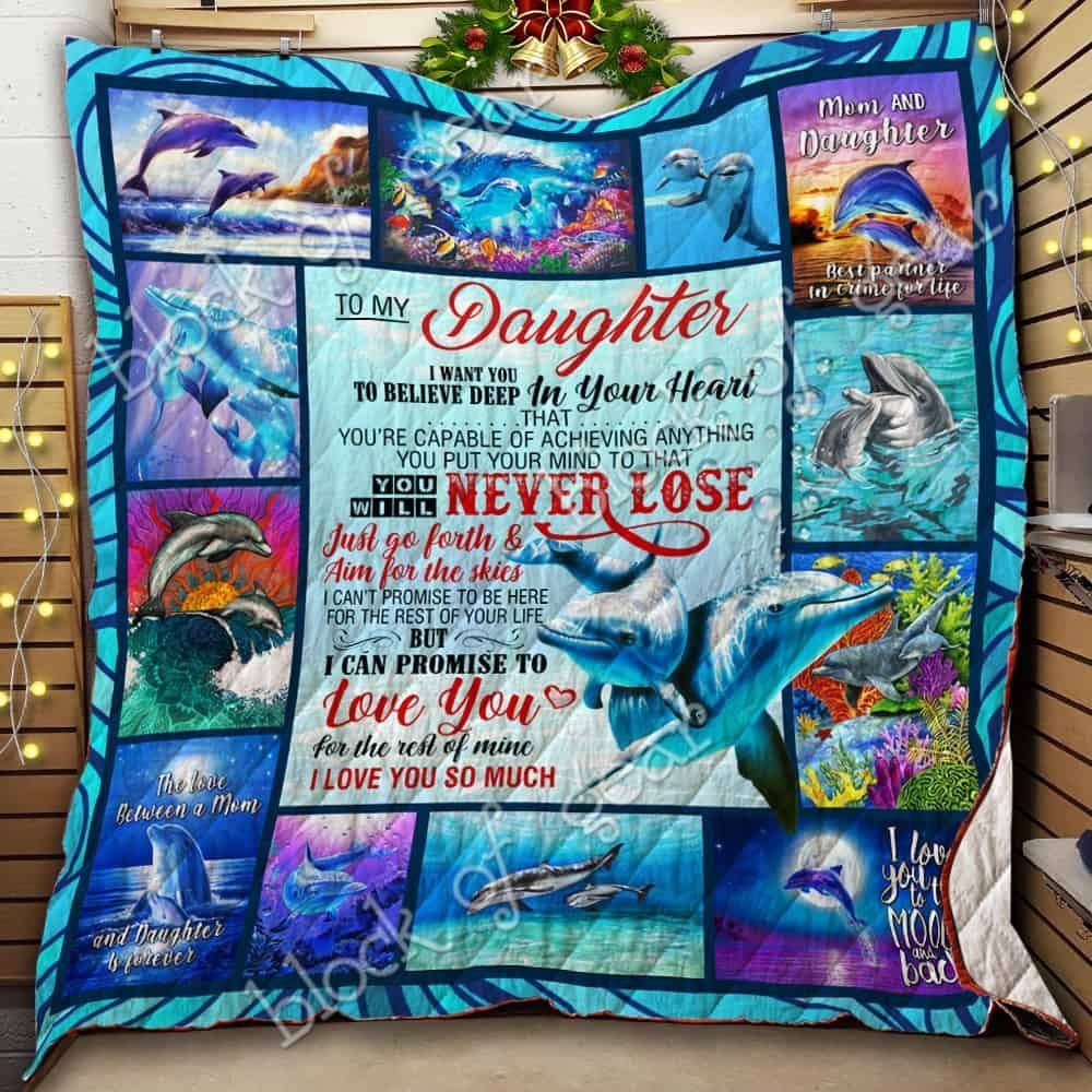 To My Daughter, Dolphin CL14100490MDQ Quilt Blanket