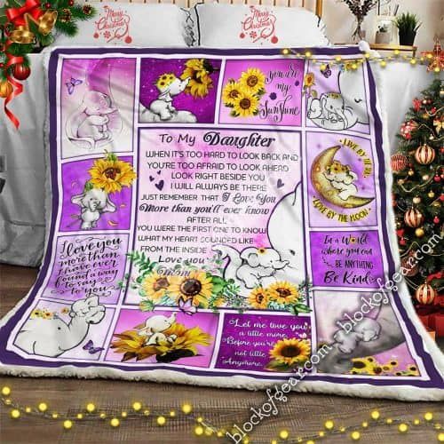To My Daughter Elephant Sherpa Fleece Blanket
