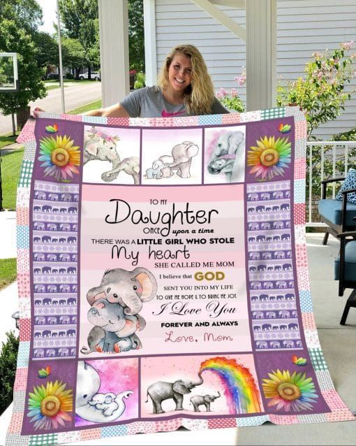 To My Daughter Elephant Sherpa Fleece Blanket