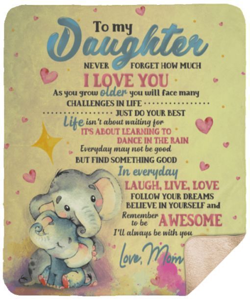 To My Daughter Elephant Sherpa Fleece Blanket