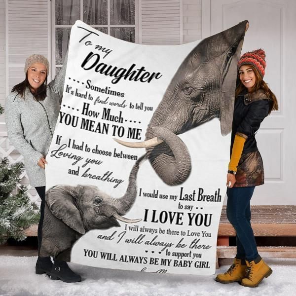To My Daughter Elephant Sherpa Fleece Blanket