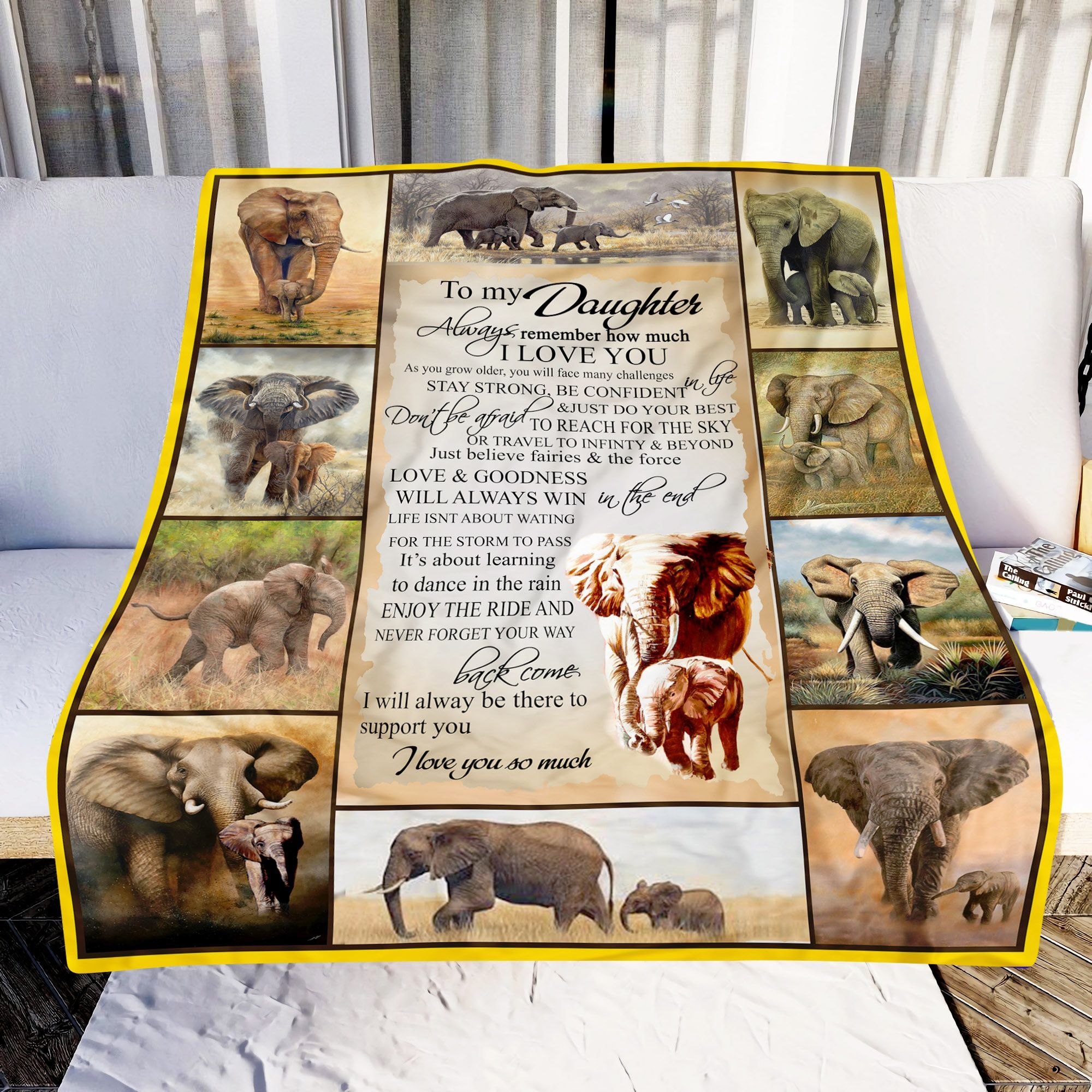 To My Daughter Elephant Sherpa Fleece Blanket