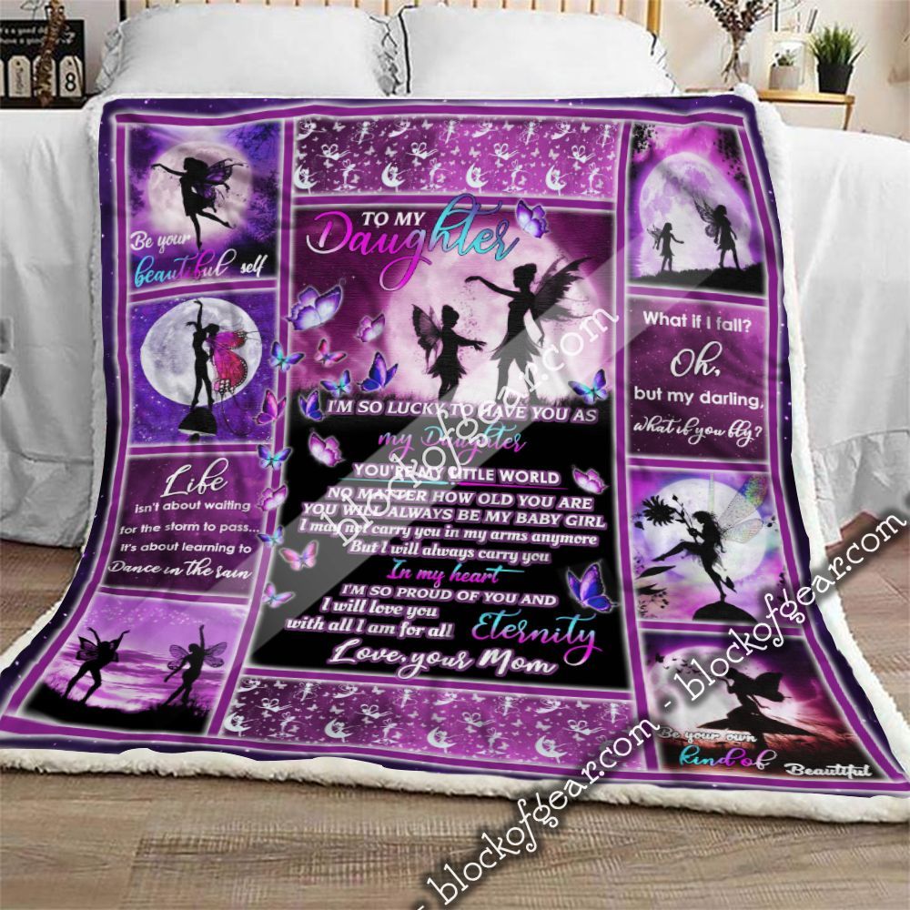 To My Daughter Fairy I Will Love You Sherpa Fleece Blanket