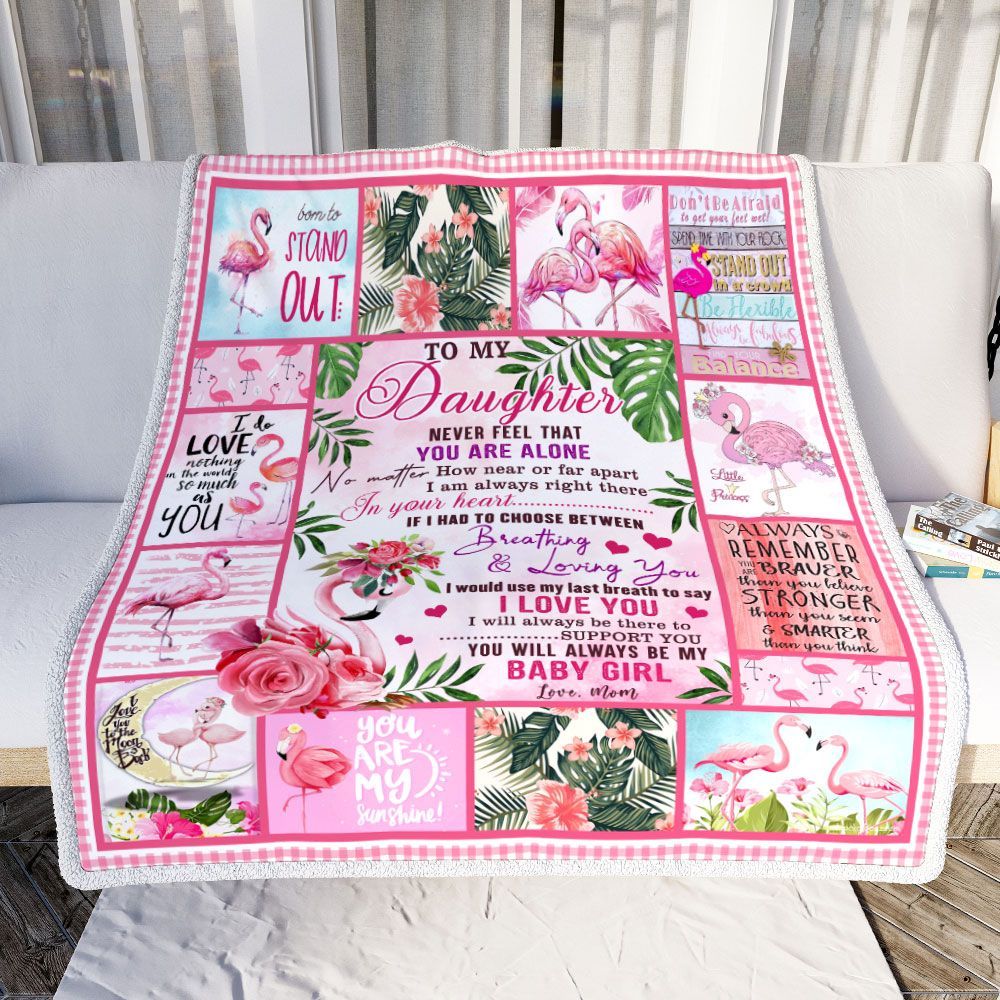 To My Daughter Flamingo Sherpa Fleece Blanket