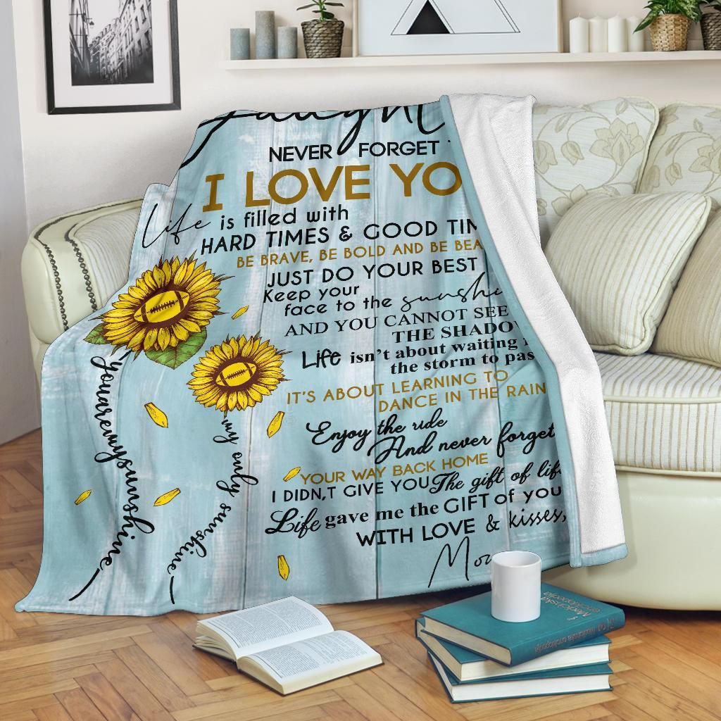 To My Daughter Football Sherpa Fleece Blanket