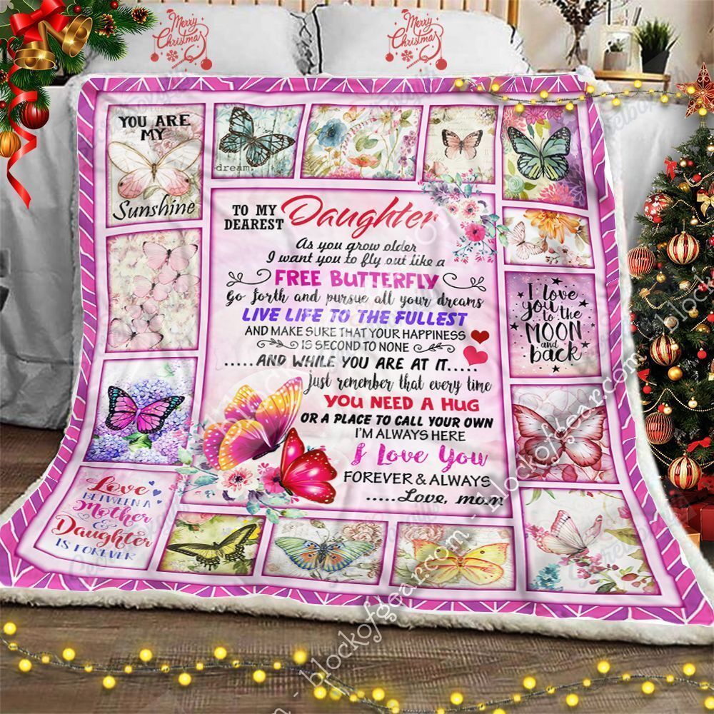 To My Daughter From Mom Butterfly I Love You Fleece Blanket