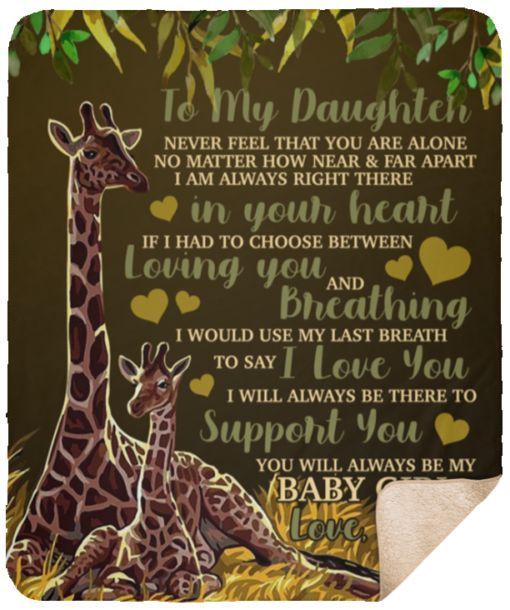 To My Daughter Giraffes Sherpa Fleece Blanket