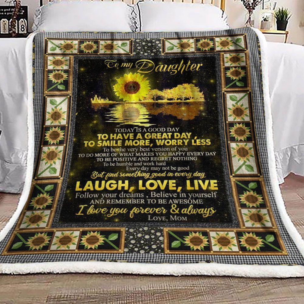 To My Daughter Guitar Sunflower Sherpa Fleece Blanket