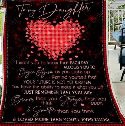 To My Daughter Heart Sherpa Fleece Blanket