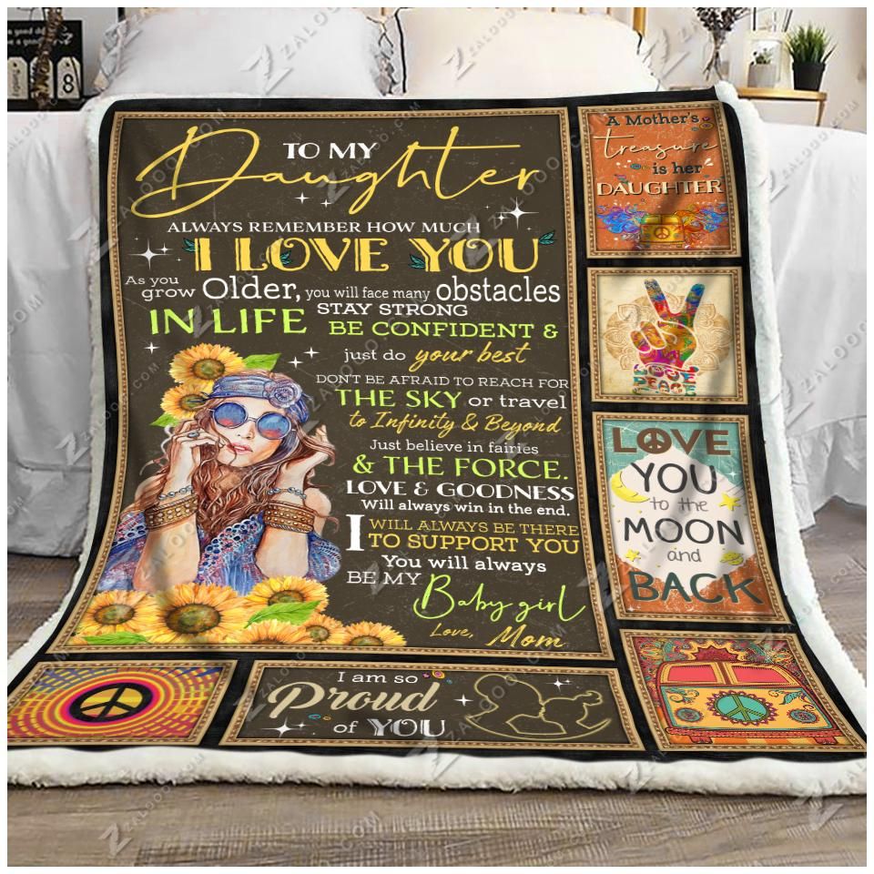 To My Daughter Hippie Fleece Blanket