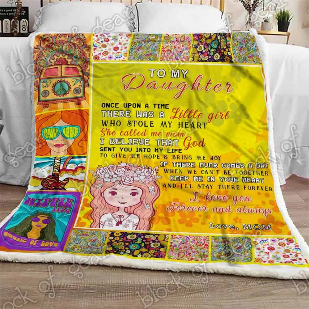 To My Daughter Hippie Fleece Blanket