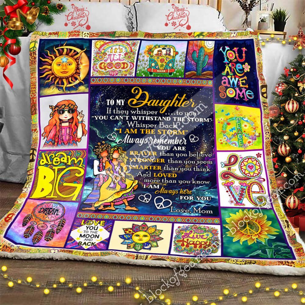 To My Daughter Hippie I Am The Storm Sherpa Fleece Blanket