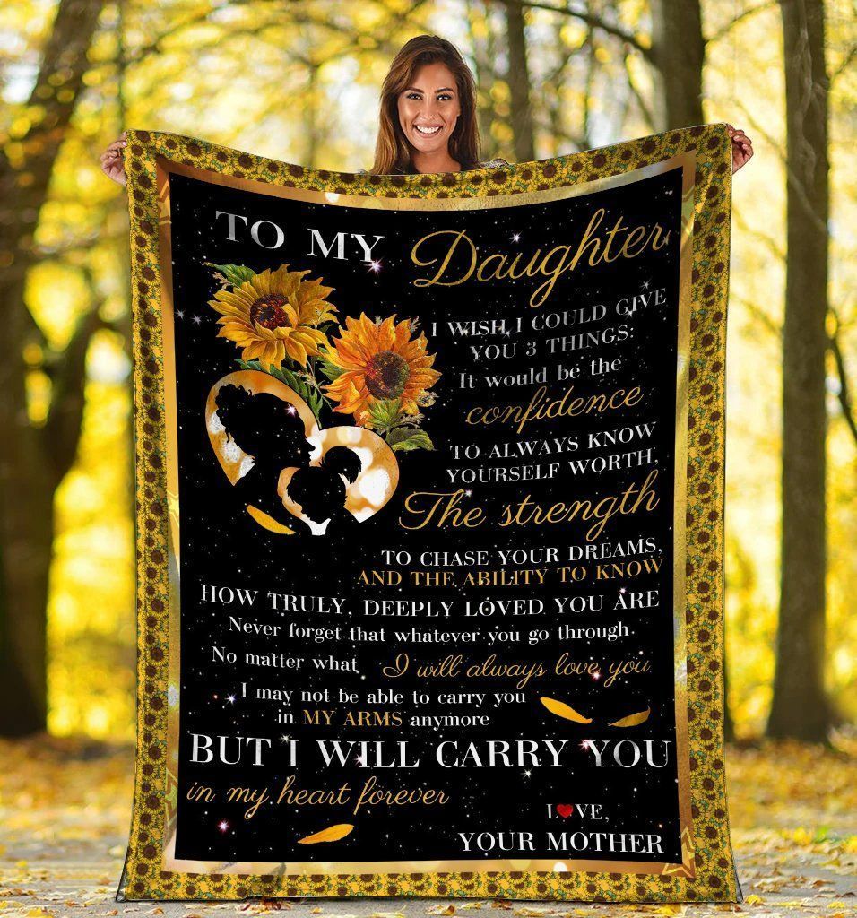 To My Daughter Hippie Sunflower I’ll Carry You Fleece Blanket